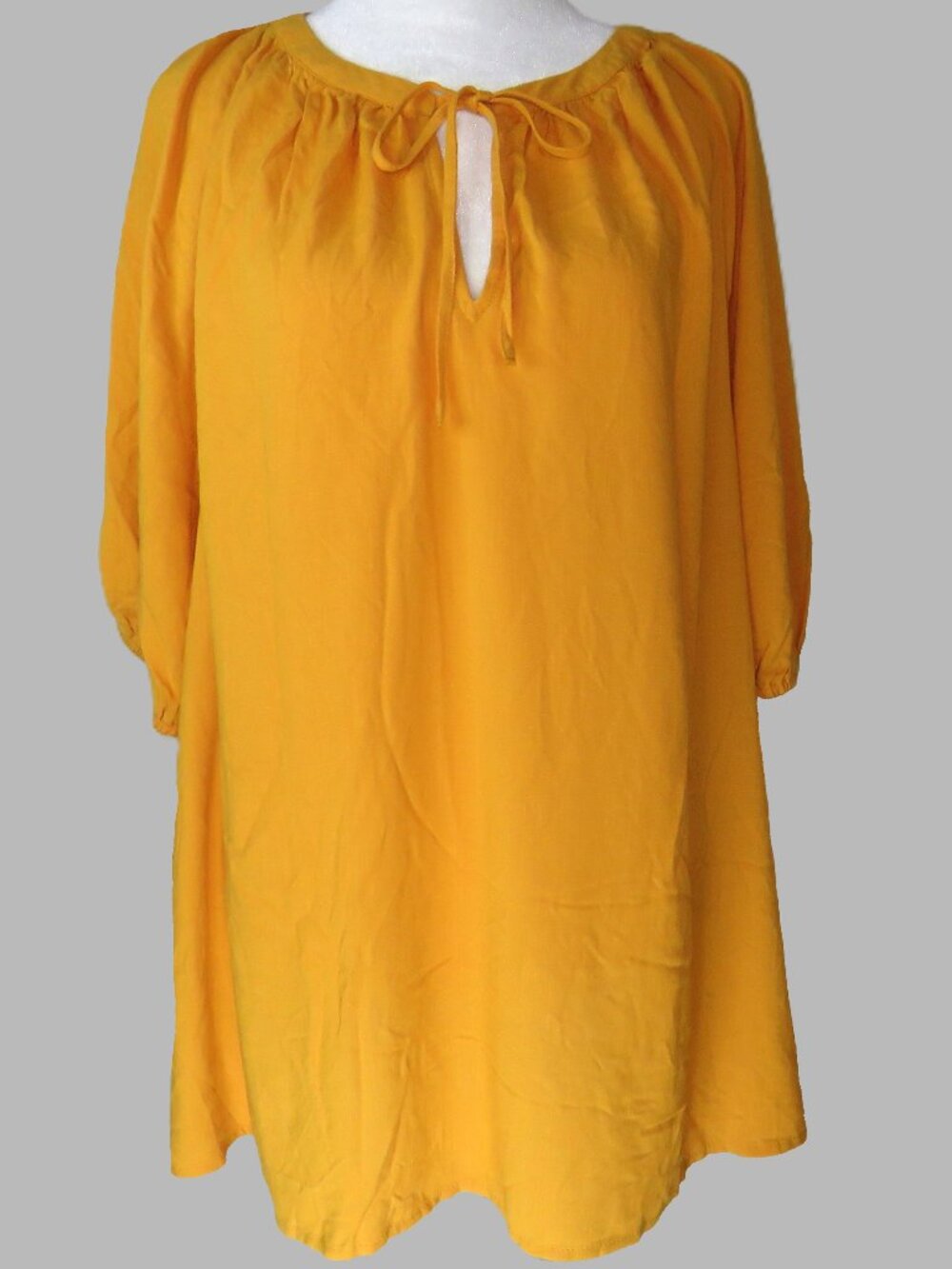 NWT Ava & Viv Women's Yellow 3/4-Sleeve Peasant Boho Top Size 1X (C2118)